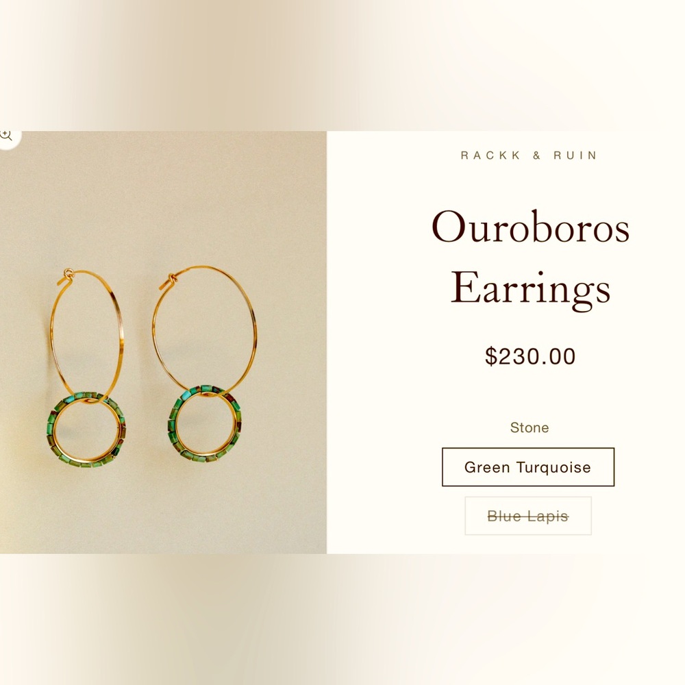 Rackk & Ruin Ouroboros Earrings- Turquoise
